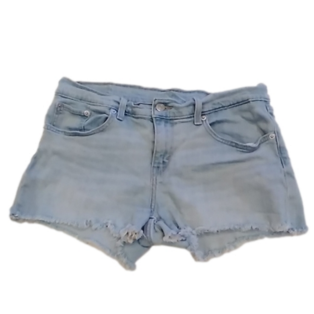 Levi's Low Rise Raw Hem Light Wash Denim Short Shorts Women's Size 30